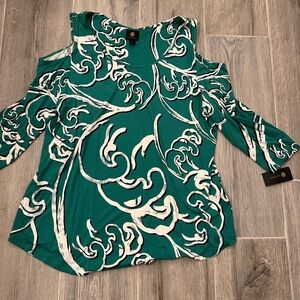 Women's Green Cold Shoulder Top